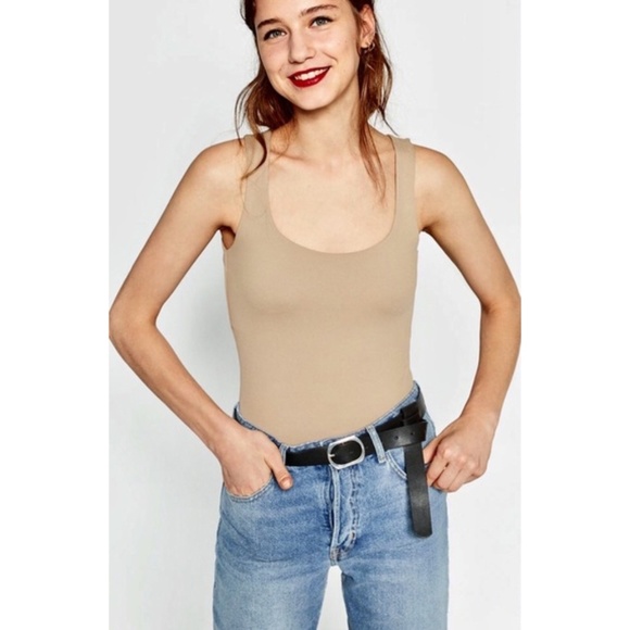 Zara Tops - Zara Wide Strap Top Light Camel Tank Scoop Neck S